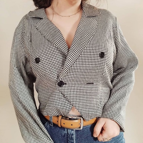 B&W Cropped Vintage Blazer - Picture 2 of 6